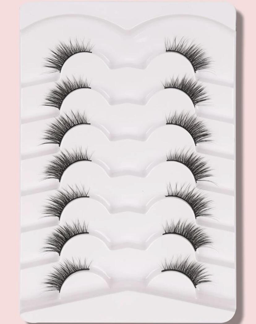 7 Pairs Natural Strip False Lashes Cat Eye ''Siren Eyes'